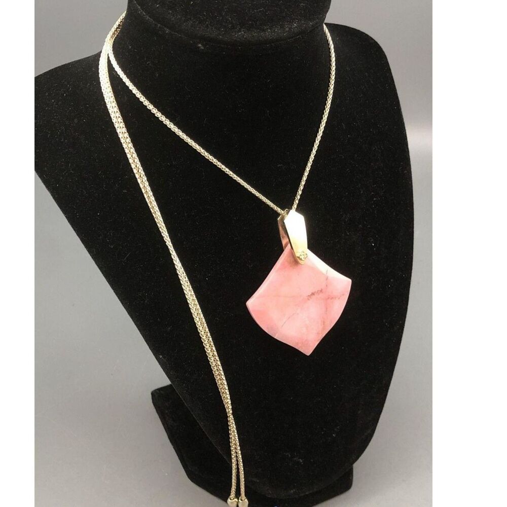 Kendra Scott Aislinn Long Pendant Necklace in Pink Rhodonite